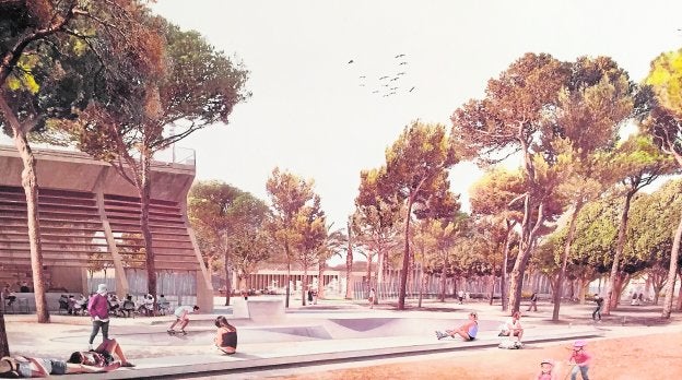 Imagen con la recreación infográfica del proyecto de remodelación del Parque Almansa en San Javier.