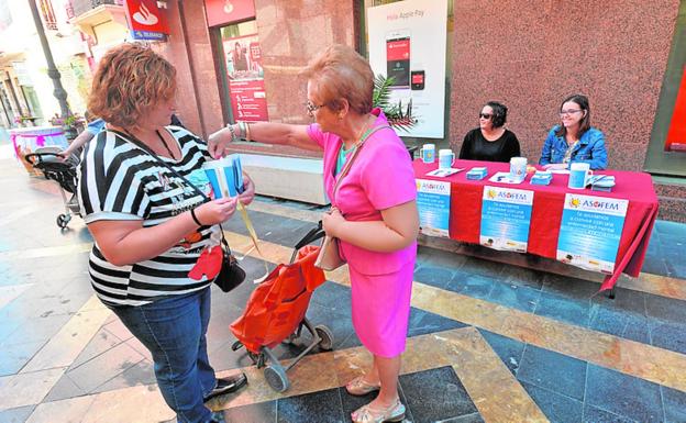 Una viandante deja su donativo en una hucha de la Corredera./Paco Alonso / AGM