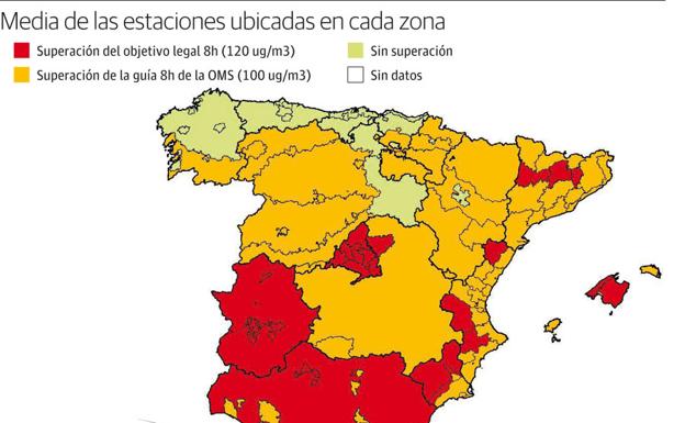 Cuatro de cada cinco españoles respiraron aire contaminado por ozono
