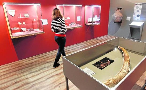 Vista de la sala 'El MAM custodia' integrada en la exposición del Museo Arqueológico de Murcia, con algunas piezas./Martínez Bueso