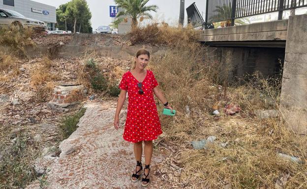 Rosa Medina en una rambla sin limpiar.