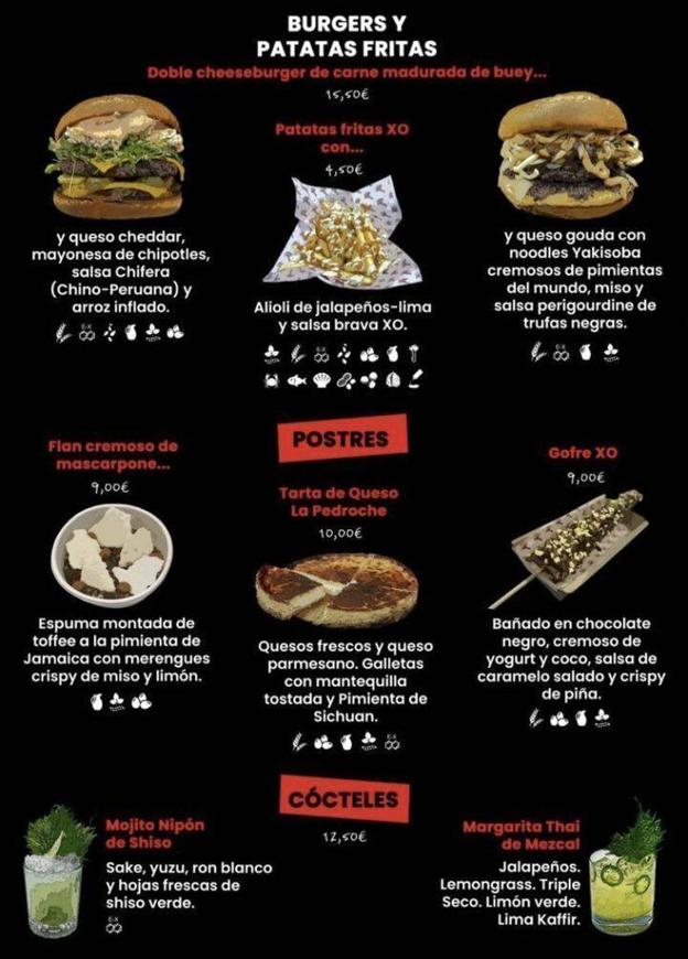 Menú del 'food truck' GoXO de Alicante.