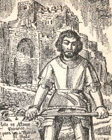 EL LORQUINO TEMIDO. Grabado de Alonso Fajardo realizado por el pintor lorquino Manuel Muñoz Barberán. / LA VERDAD/