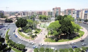 Vista aérea de la plaza Circular, en una foto de archivo. :: V. VICÉNS/