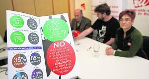 Pedro Marset, David Heap y Esther Herguedas, de IU, ayer. ::
F.
M./