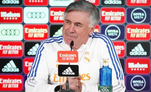 Carlo Ancelotti, at a press conference. 