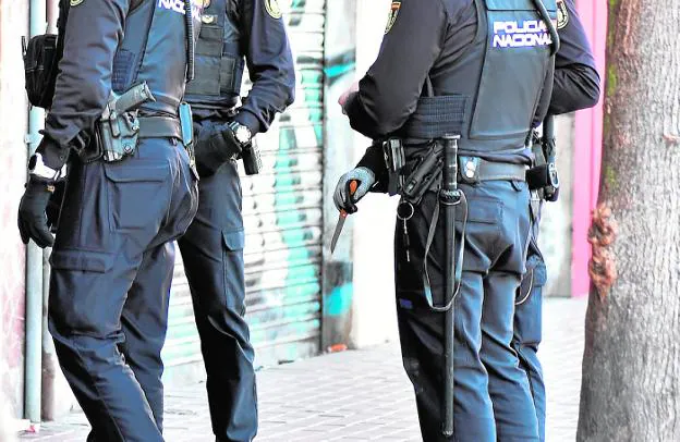 Agents of the National Police Corps, during a recent intervention in Murcia. 