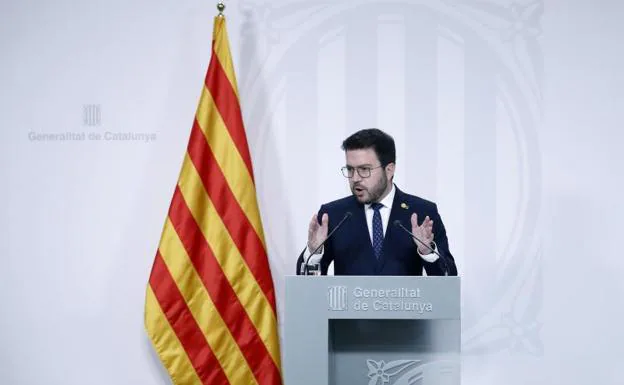 The president of the Generalitat, Pere Aragonès, during the press conference he offered this Tuesday.