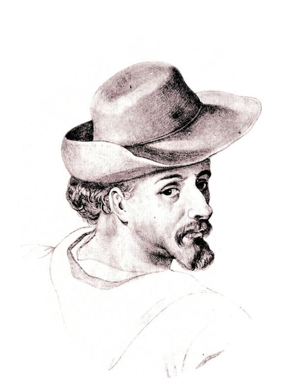 Caricature of Miguel de Cervantes.