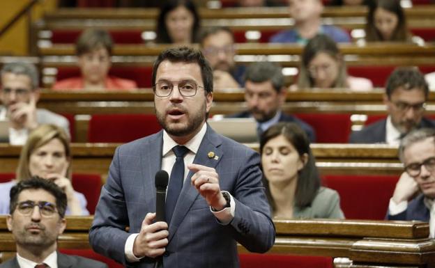 Pere Aragonès, in the plenary session of the Parliament of Catalonia this Wednesday. 