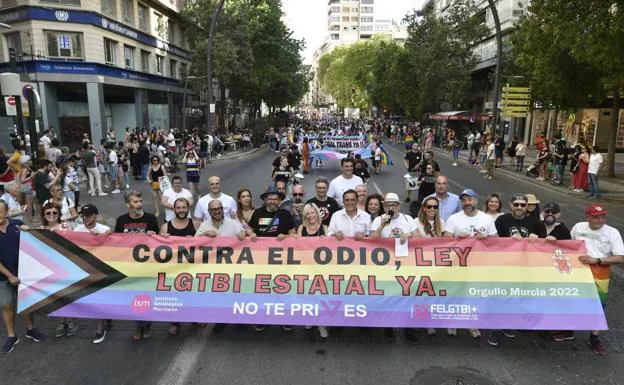 Header of the LGTBI Pride march, this Saturday, on the Gran Vía de Murcia.