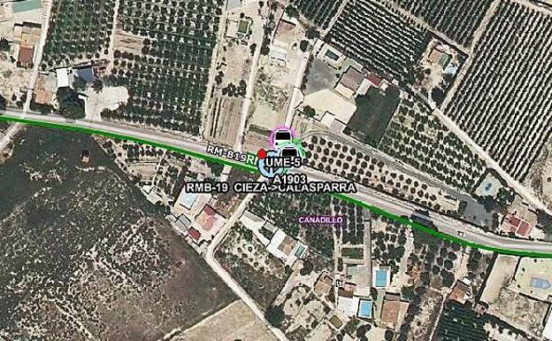 The road on which the traffic accident occurred this Sunday, in Cieza.