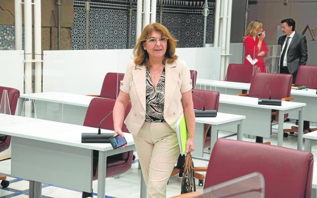 The Minister of Education, María Isabel Campuzano, yesterday during the plenary session of the Assembly. 
