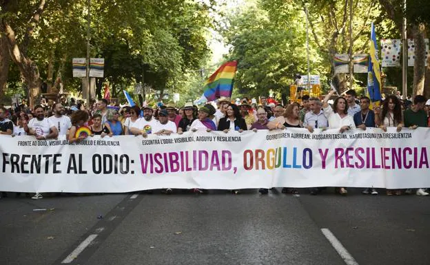 View of the head of the Pride 2022 demonstration that toured several of the main avenues of Madrid this Saturday.