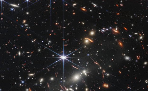The First Webb Deep Field, with some of the oldest galaxies seen to date. 