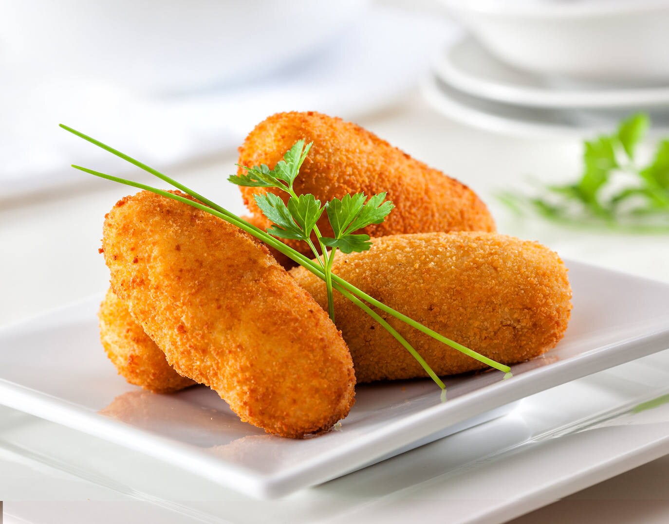 Roasted chicken croquettes.
