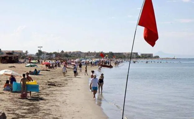 Red flag on a beach, in a file image. 