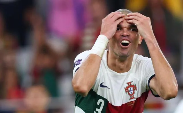 The Portuguese center back Pepe, during a World Cup match.