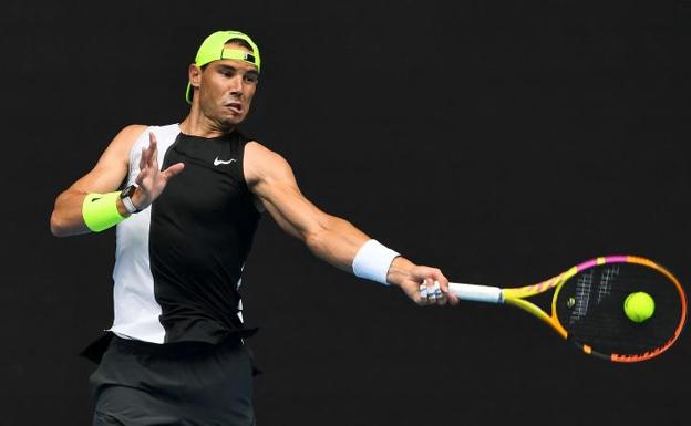 Rafael Nadal, during a training session prior to the Australian Open.