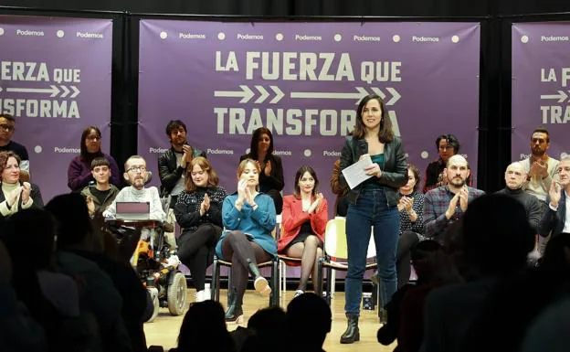 Ione Belarra intervenes in the act of Podemos in Zaragoza. 
