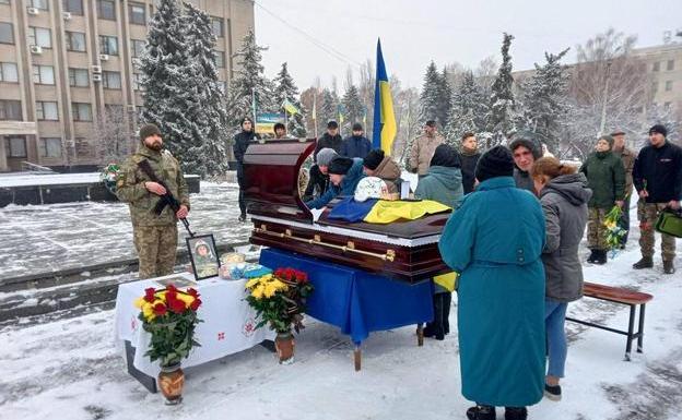 Funeral of 22-year-old Ukrainian soldier Denys Eduardovich Cochenko in Bakhmut.