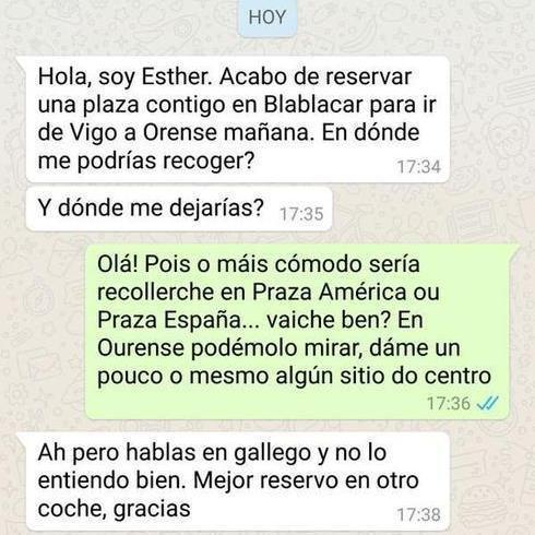 Rechaza A Un Conductor En Blablacar Por Hablar Gallego La Verdad